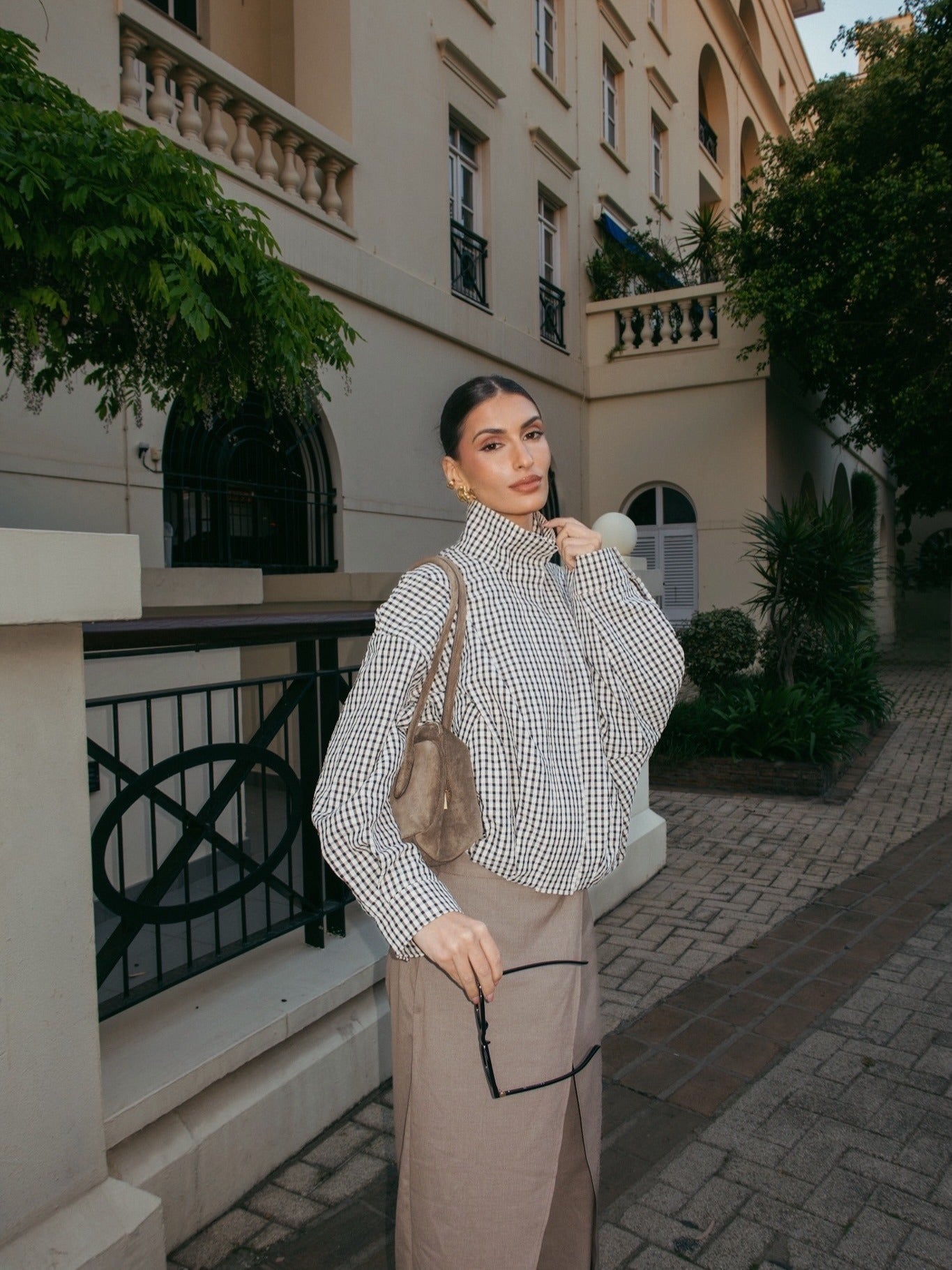 ZEYA - Christina Plaid Funnel Neck Jacket