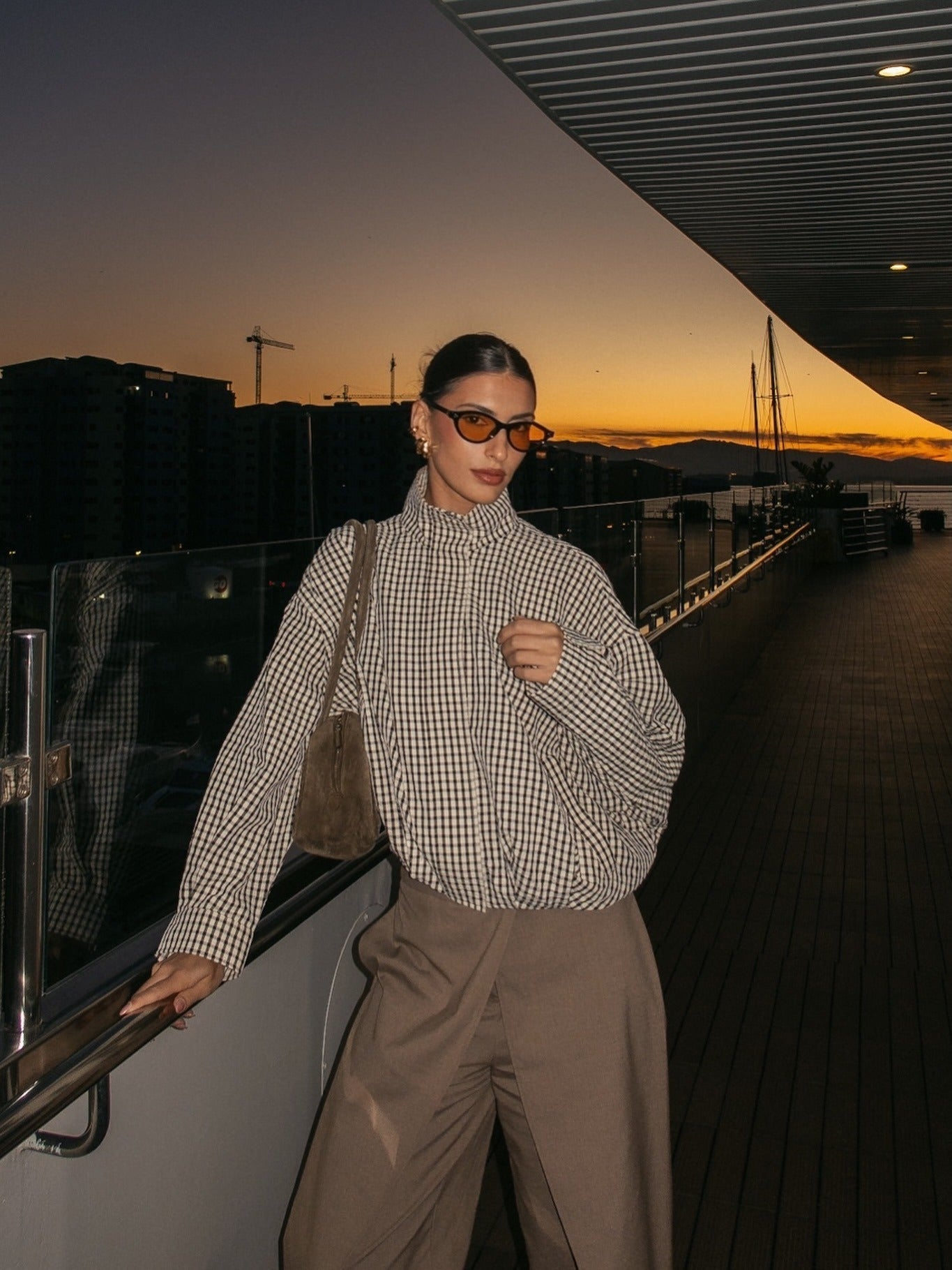 ZEYA - Christina Plaid Funnel Neck Jacket
