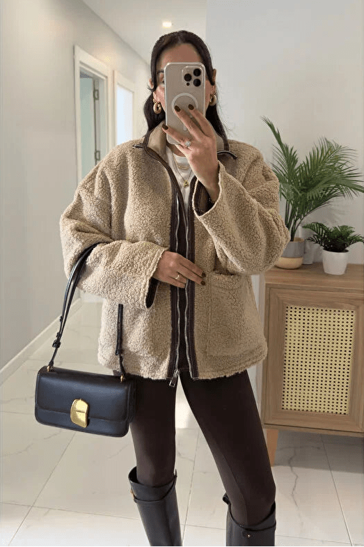 ZEYA - Clara Stand Collar Faux Fur Jacket