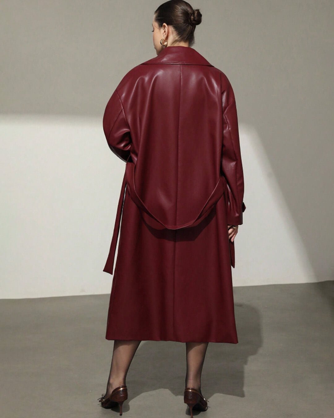 ZEYA - Connie Faux Leather Maxi Trench Coat