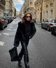 Empress Cropped Black Faux Fur Coat