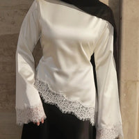 Danica Lace Satin Long Sleeve Top