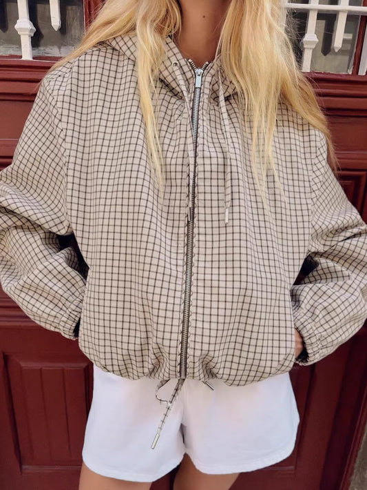 ZEYA - Ellie Plaid Cropped Hooded Jacket