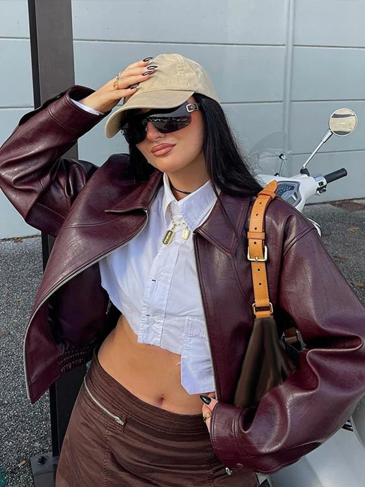 ZEYA - Florence Faux Leather Bomber Jacket