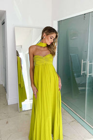 Gina Halter Ruched Maxi Dress