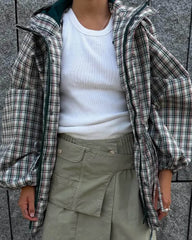 Gina Retro Plaid Hooded Jacket