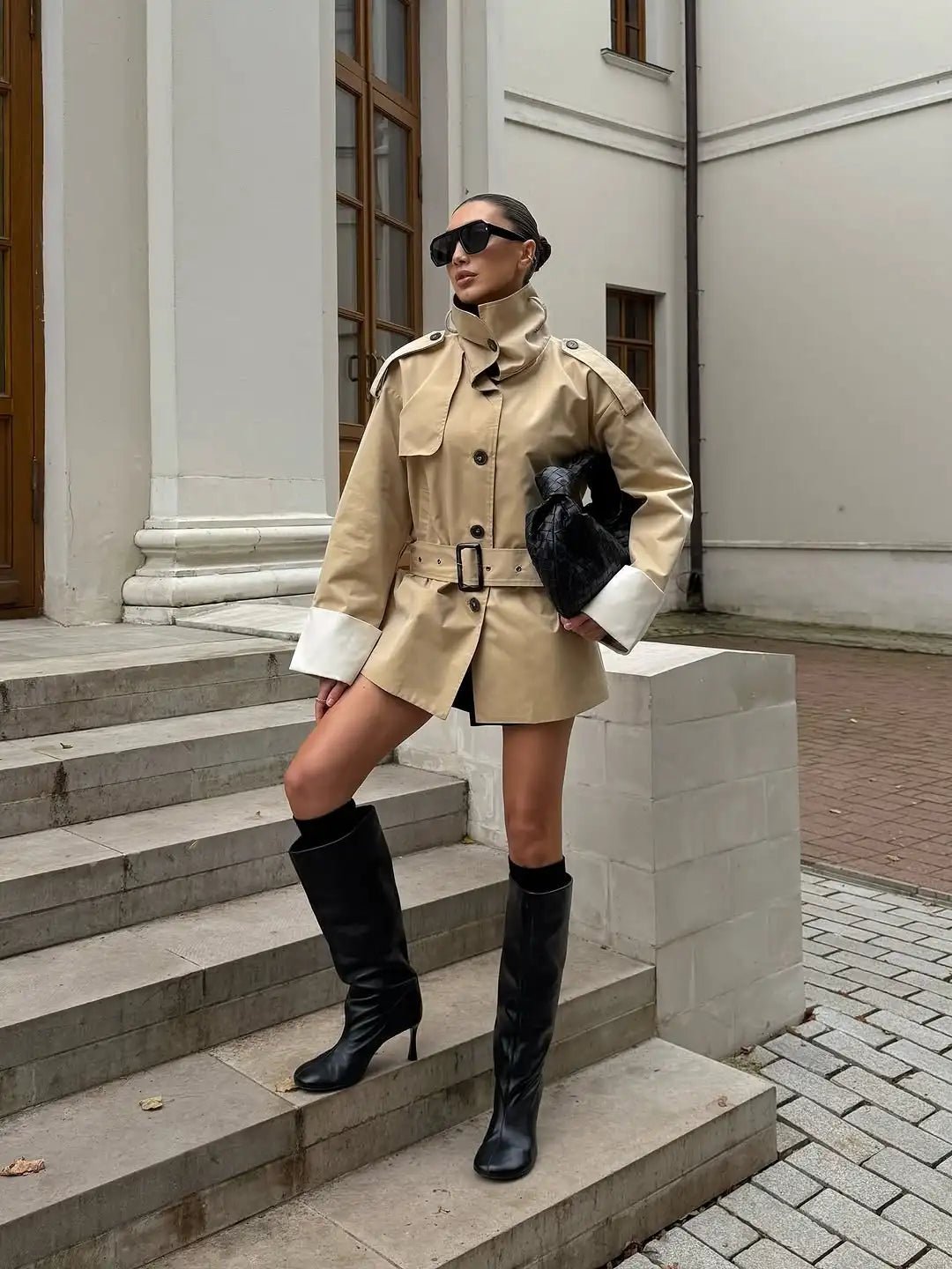 ZEYA - Glenda Contrast - Cuff Trench Jacket