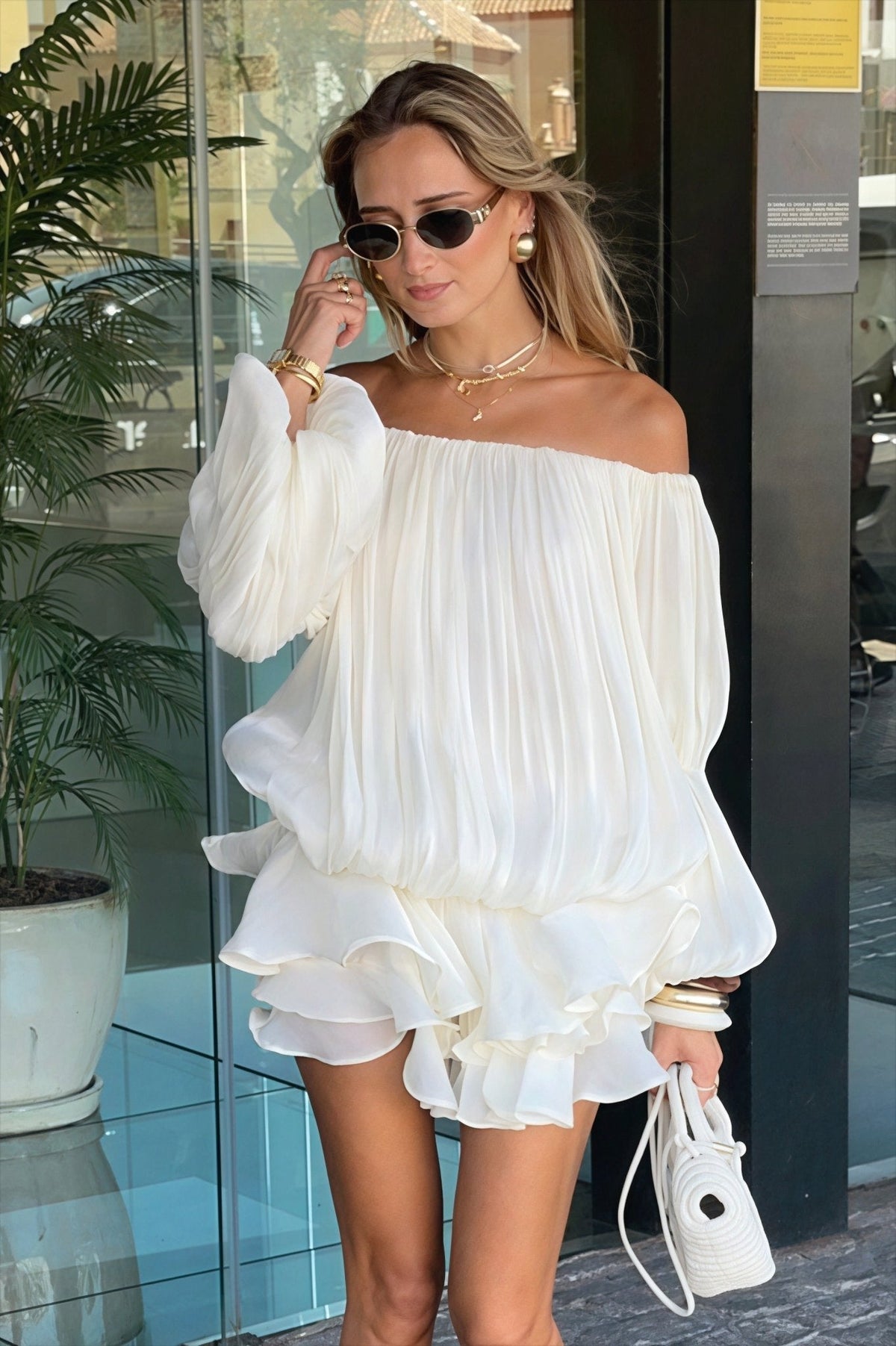ZEYA - Gloria Off-Shoulder Ruffle Mini Dress
