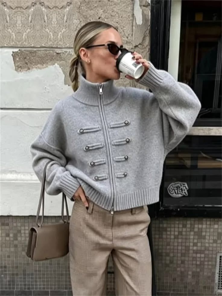 Helena Turtleneck Zip Knit Cardigan