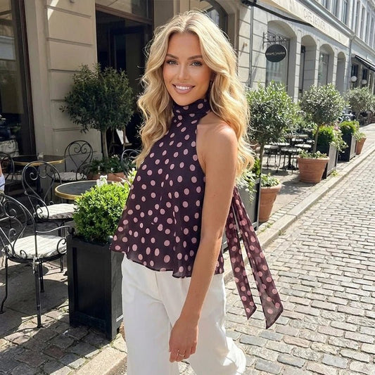 ZEYA - Ivy Satin Halter Lace - Up Top