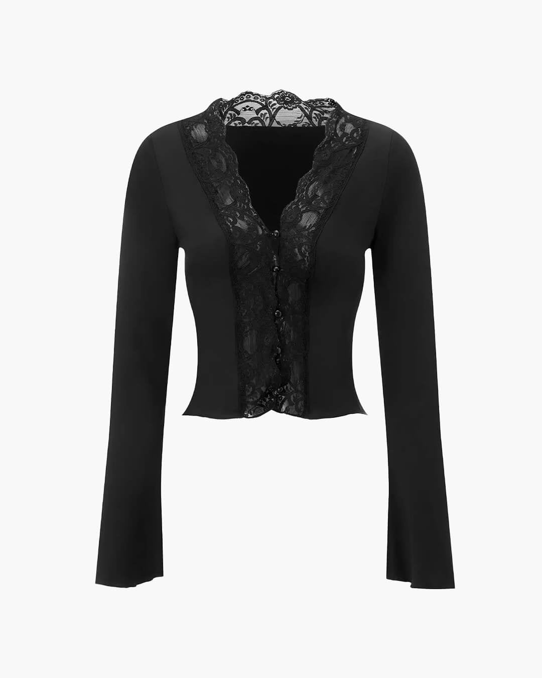 ZEYA - Jenna Long Sleeve Lace Trim Blouse