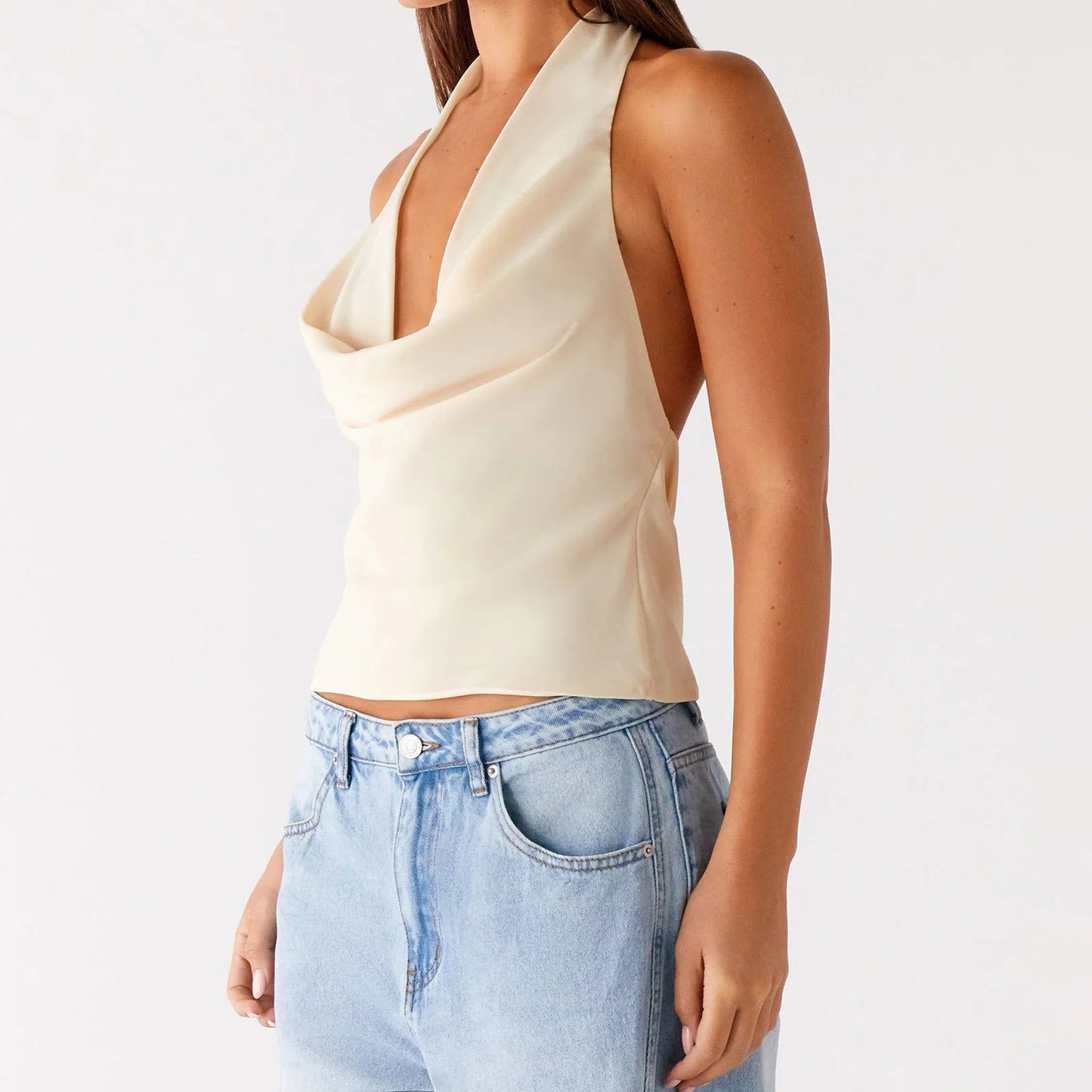 ZEYA - Jeriza Deep V-Neck Halter Tank Top