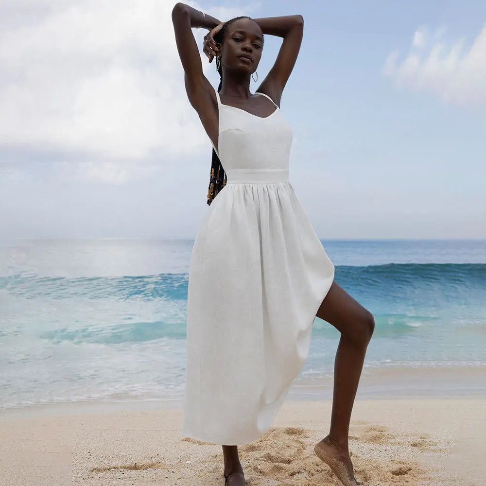 ZEYA - Joanna Backless Tie-Strap Midi Dress