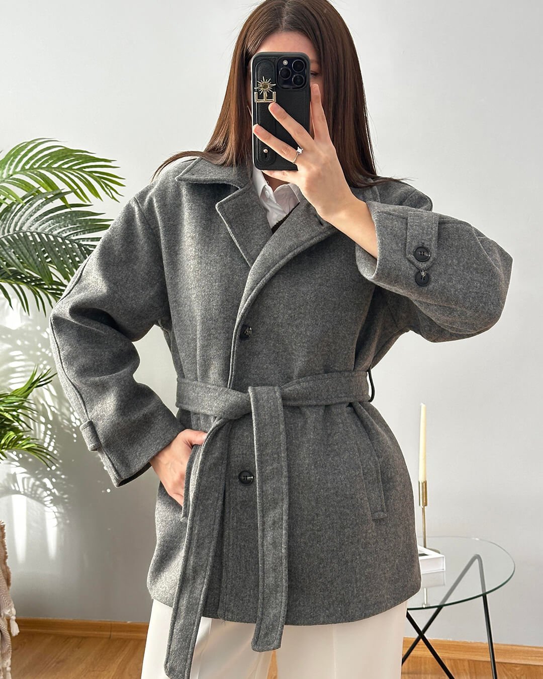 ZEYA - Juliette Faux Wool Coat with Belt