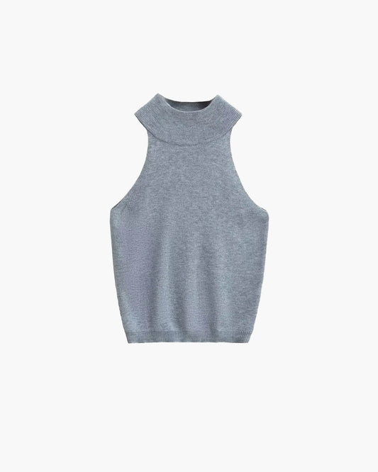 ZEYA - Juliette Halter Neck Sleeveless Knit Crop Top