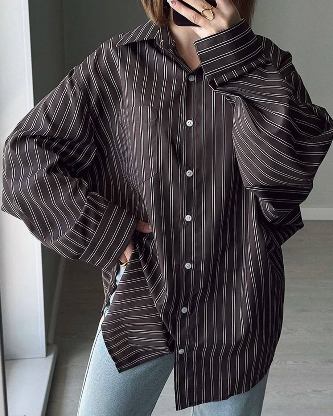ZEYA - Kathy Bat Sleeve Striped Shirts