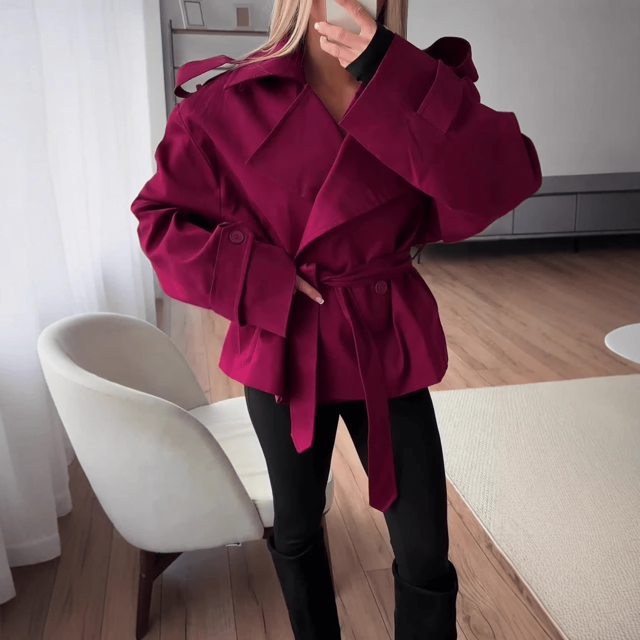 ZEYA - Kelly Belted Cropped Trench Coat