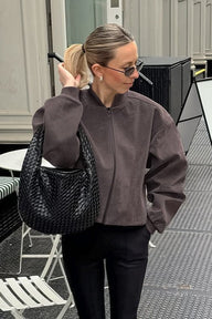Kelly Faux Suede Bomber Jacket
