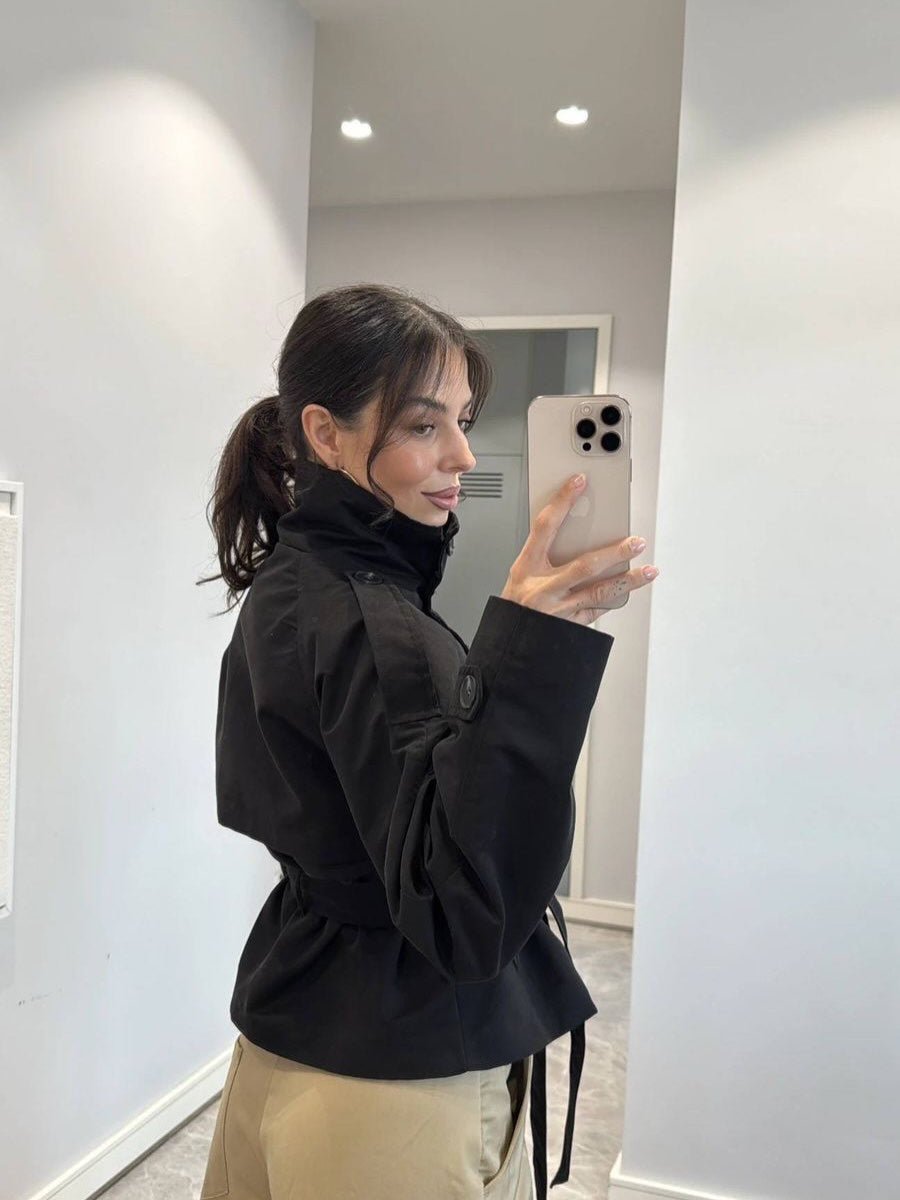 ZEYA - Kiarra Stand Collar Crop Trenchcoat