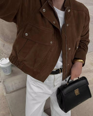 Laura Suede Bomber Jacket
