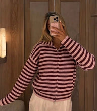 Leah Striped Knit High-Neck Sweater