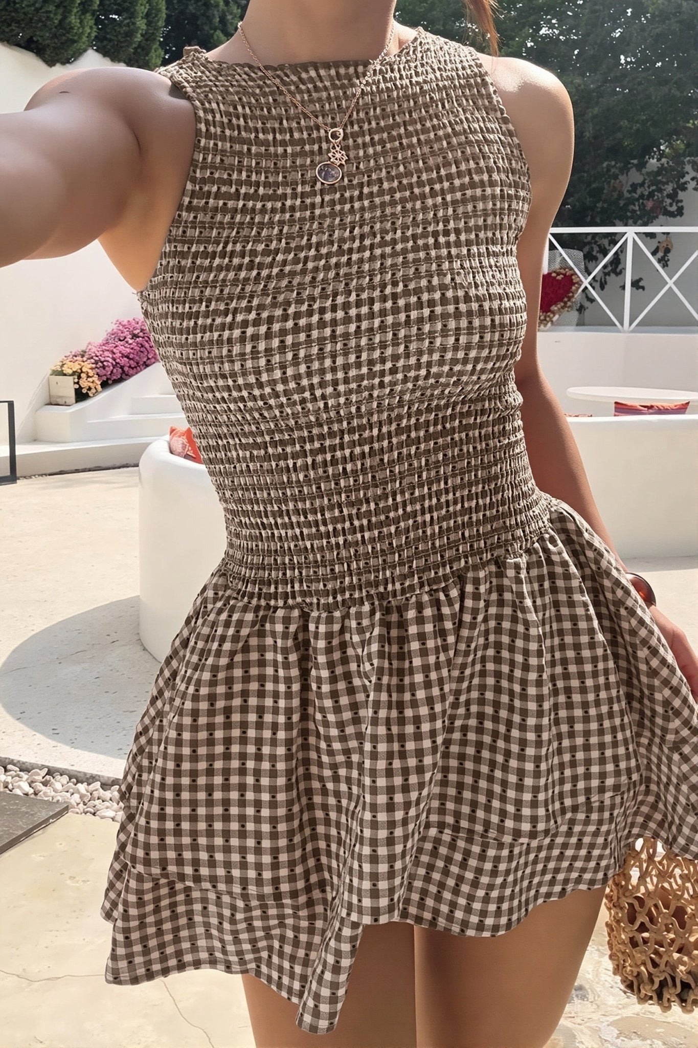ZEYA - Linda Plaid Smocked Mini Dress