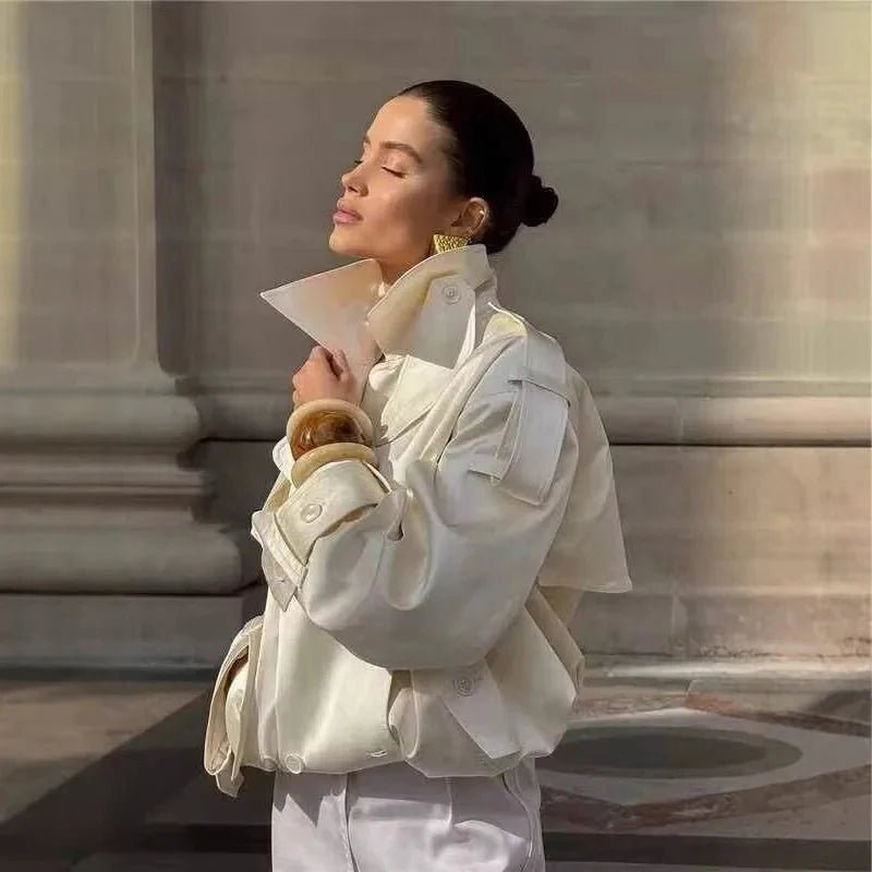 ZEYA - Linda Retro Double-Button Windbreaker Jacket