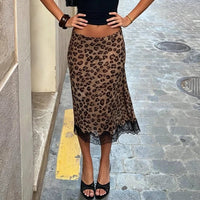 Lisa Leopard Lace Midi Skirt
