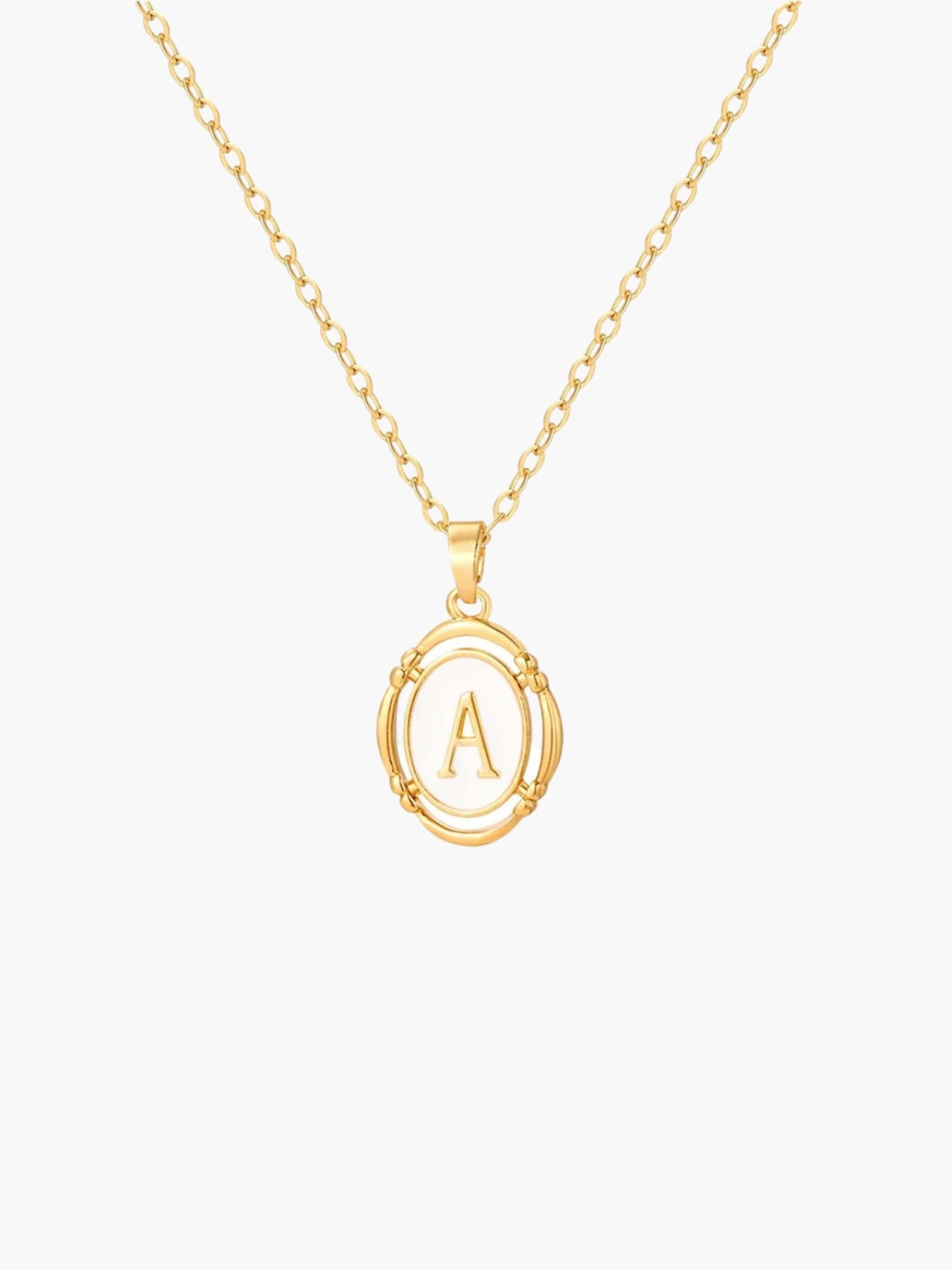ZEYA - Liza Initial Necklace - Personalized Stainless Steel Round Pendant Choker for Women