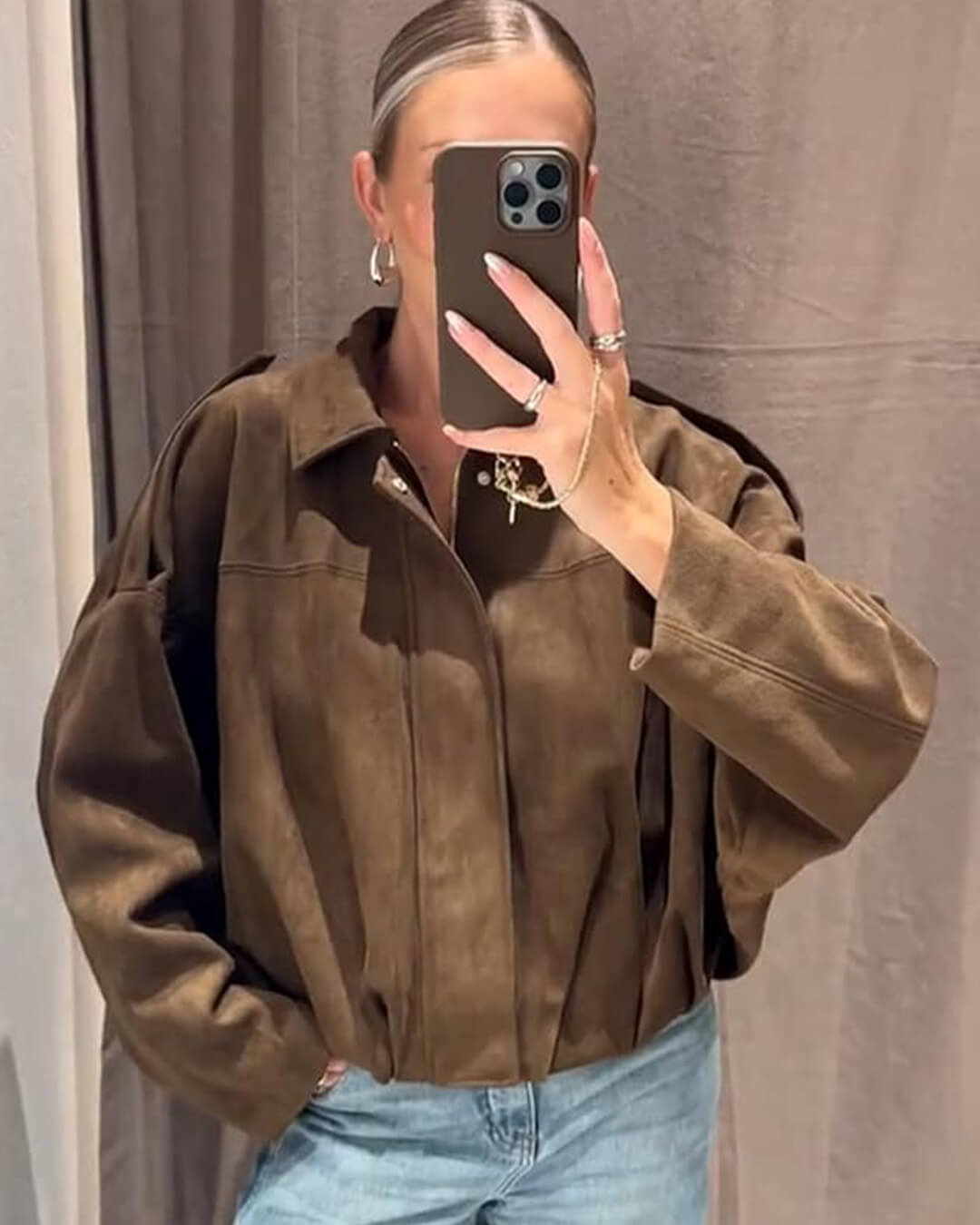 ZEYA - Lori Suede Bomber Jacket