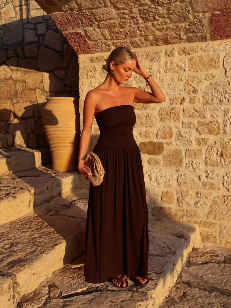 ZEYA - Lorna Strapless Ruched Maxi Dress