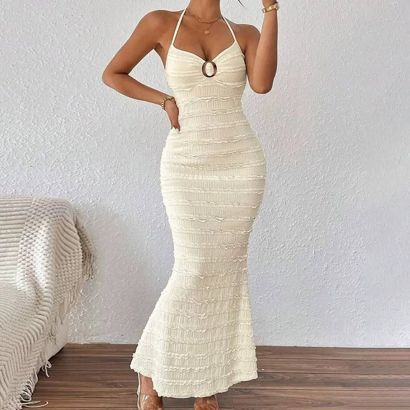 ZEYA - Margot Ruffle Halter Maxi Dress