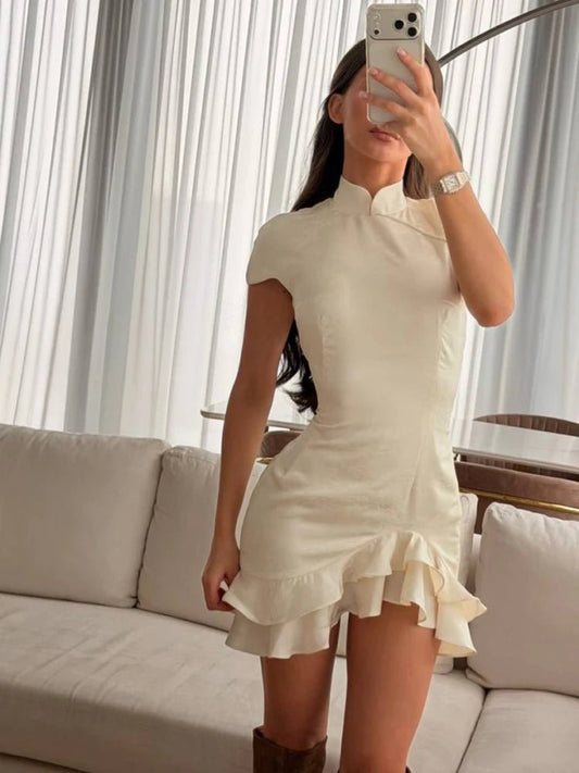 ZEYA - Mariana Satin Patchwork Lace Collar Dress