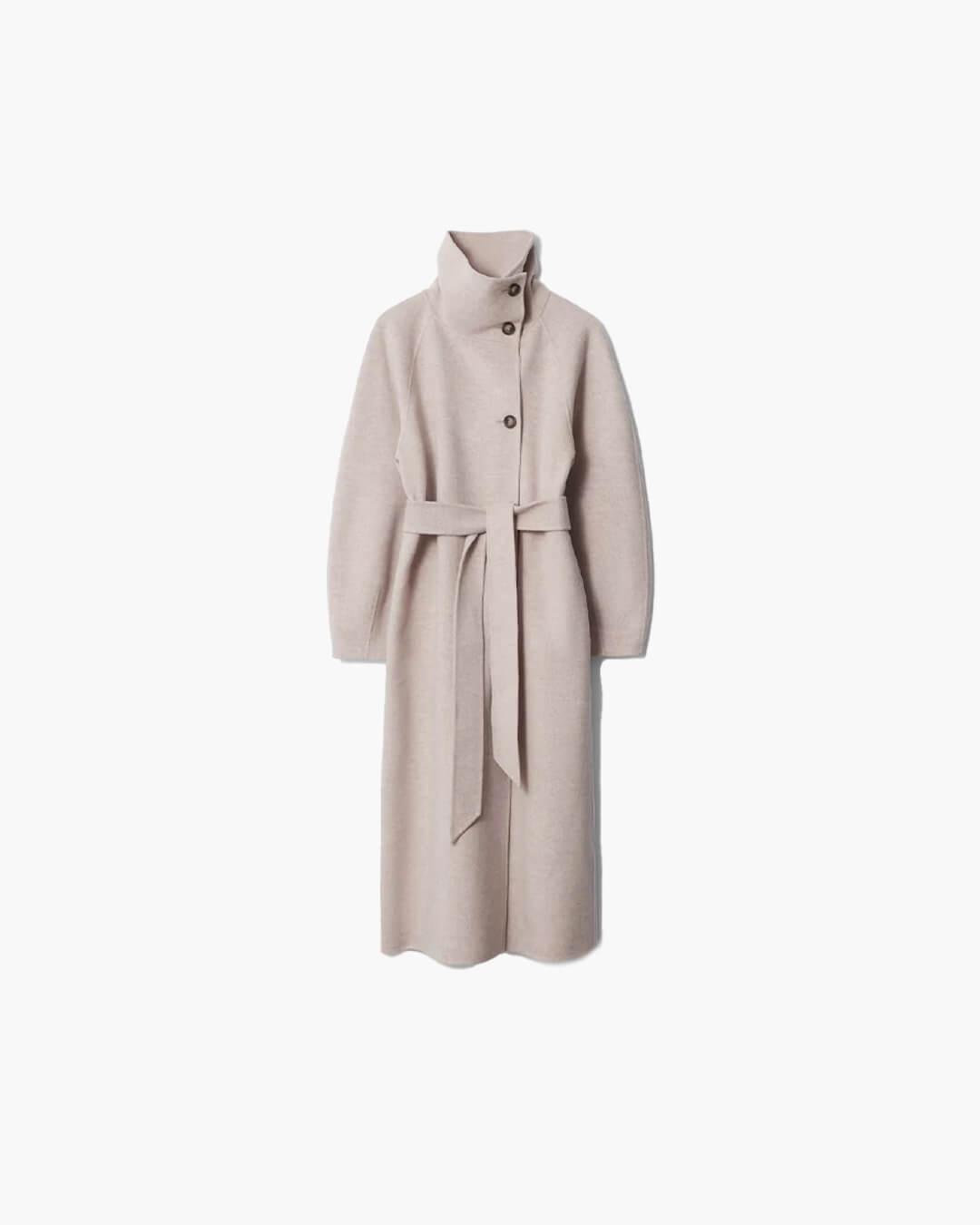 ZEYA - Meryl Stand Up Collar Belted Long Coat