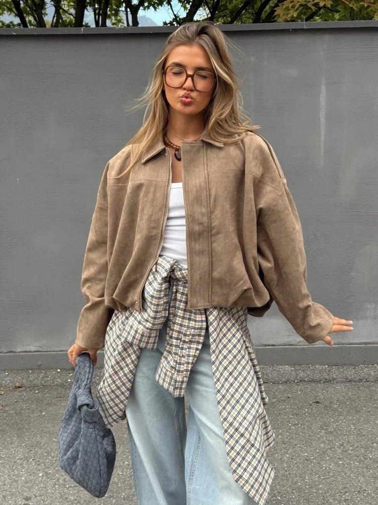 ZEYA - Mia Suede Oversized Zip Jacket