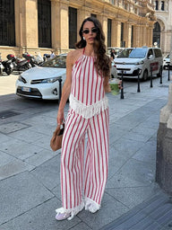 Mila Striped Fringe Two-Piece Set