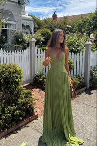 Amelie Pleated Corset Maxi Dress