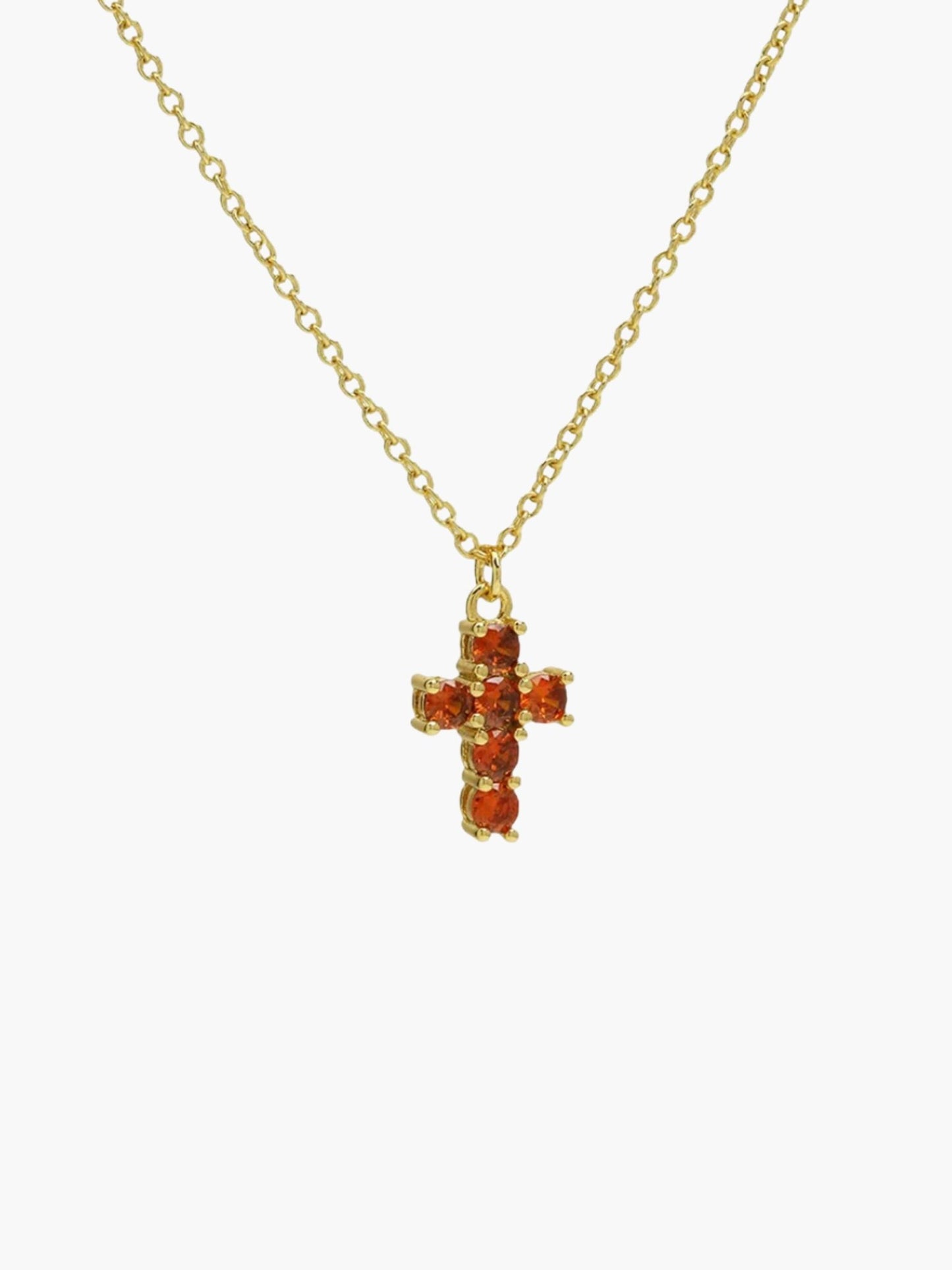 ZEYA - Miya Birthstone Necklace - Elegant Cross Pendant with Zircon for Women