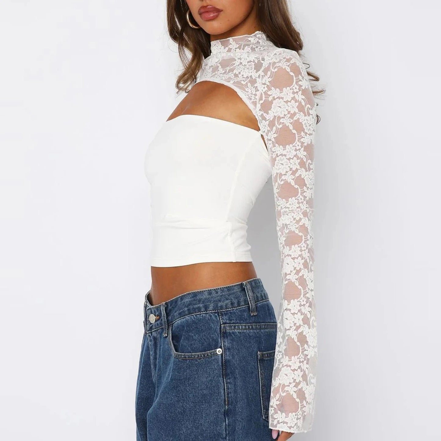ZEYA - Myrna Lace Patchwork Long Sleeve Top