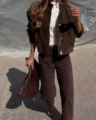 Nadine Faux Suede Bomber Jacket