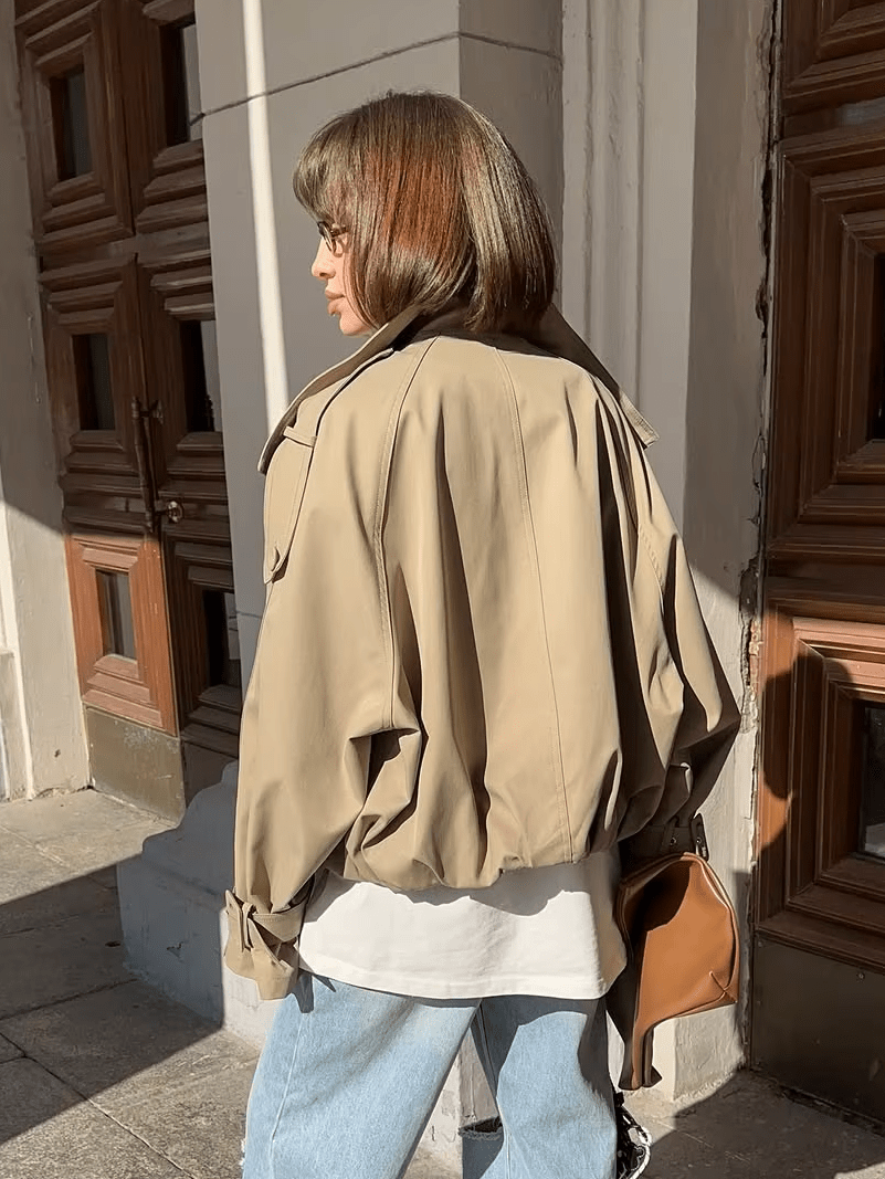 ZEYA - Natalie High Funnel Neck Cropped Trench Jacket