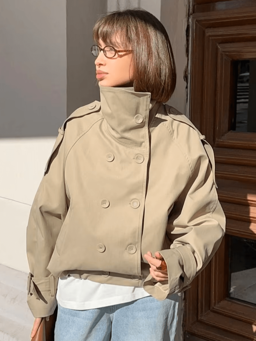 ZEYA - Natalie High Funnel Neck Cropped Trench Jacket