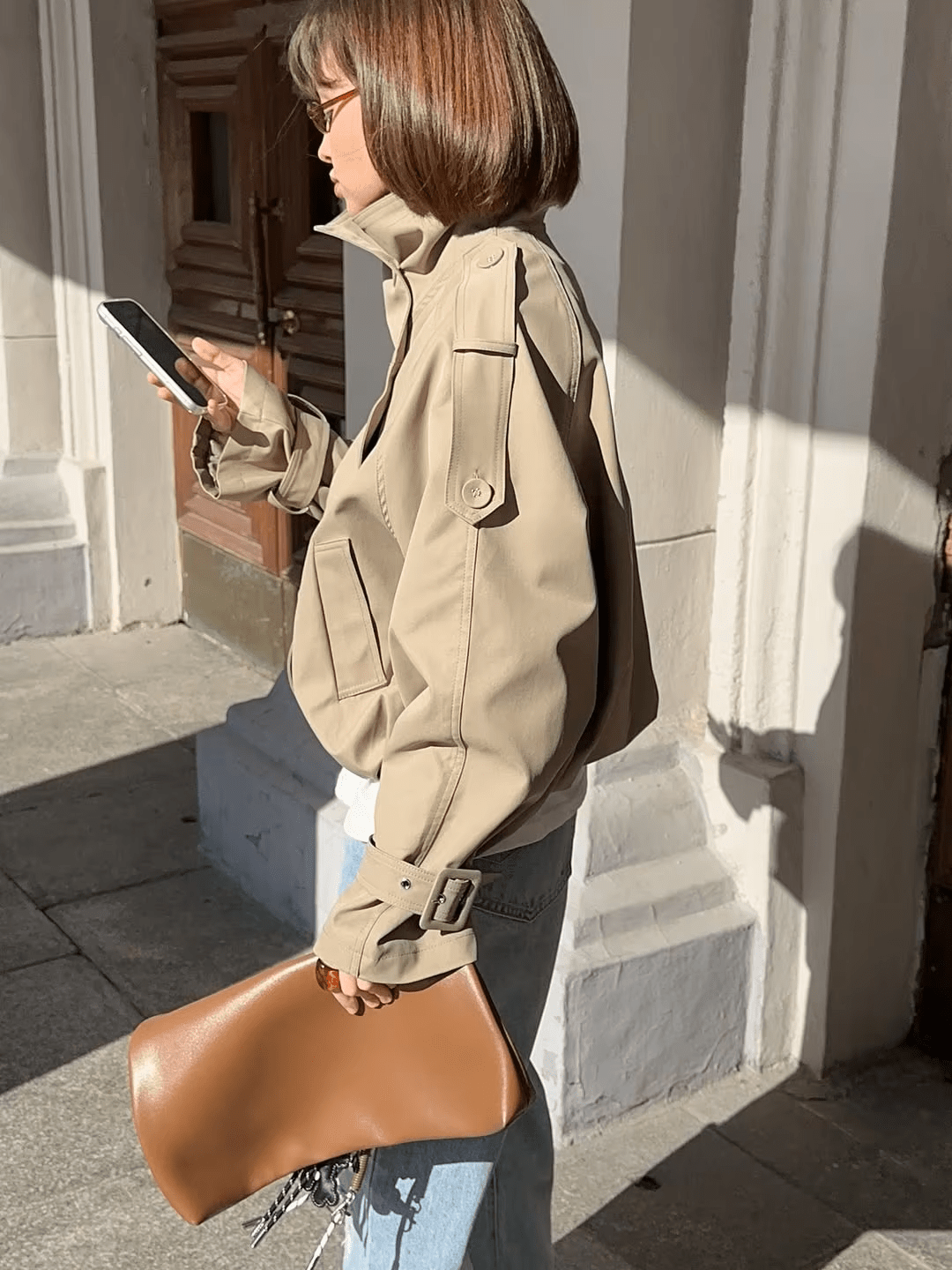 ZEYA - Natalie High Funnel Neck Cropped Trench Jacket