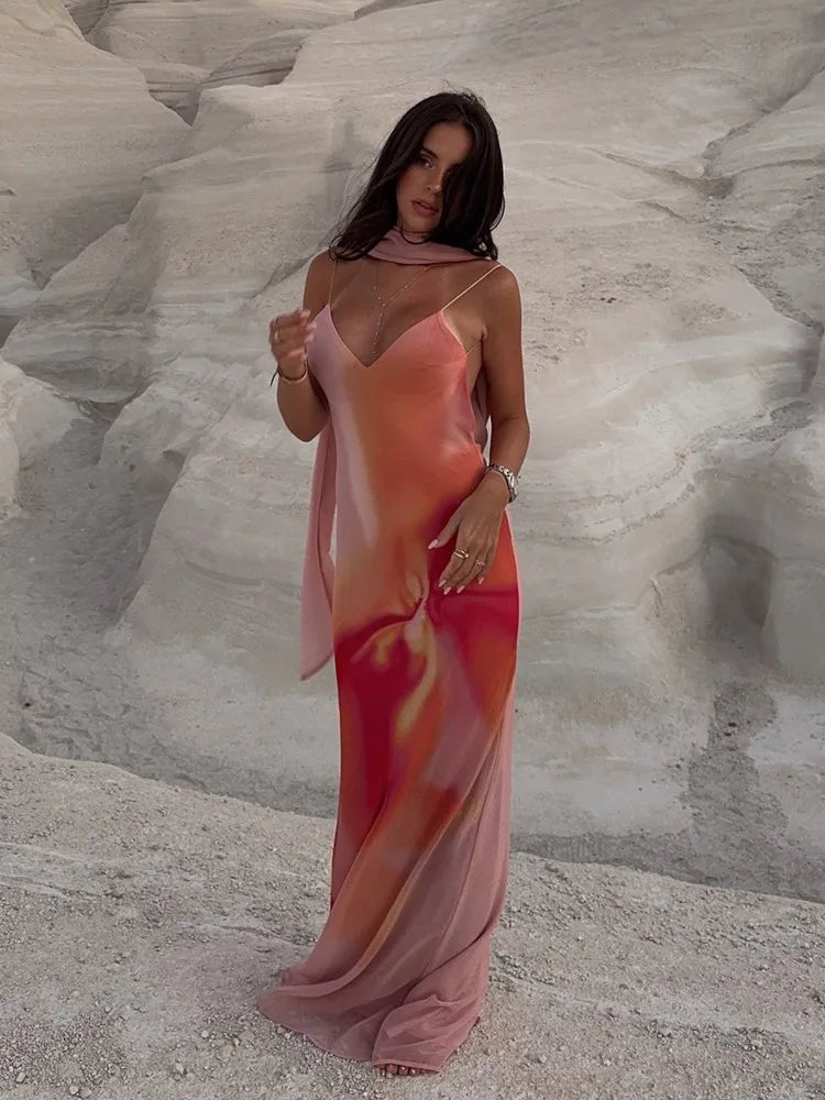 ZEYA - Octavia Open-Back Ombre Satin Dress