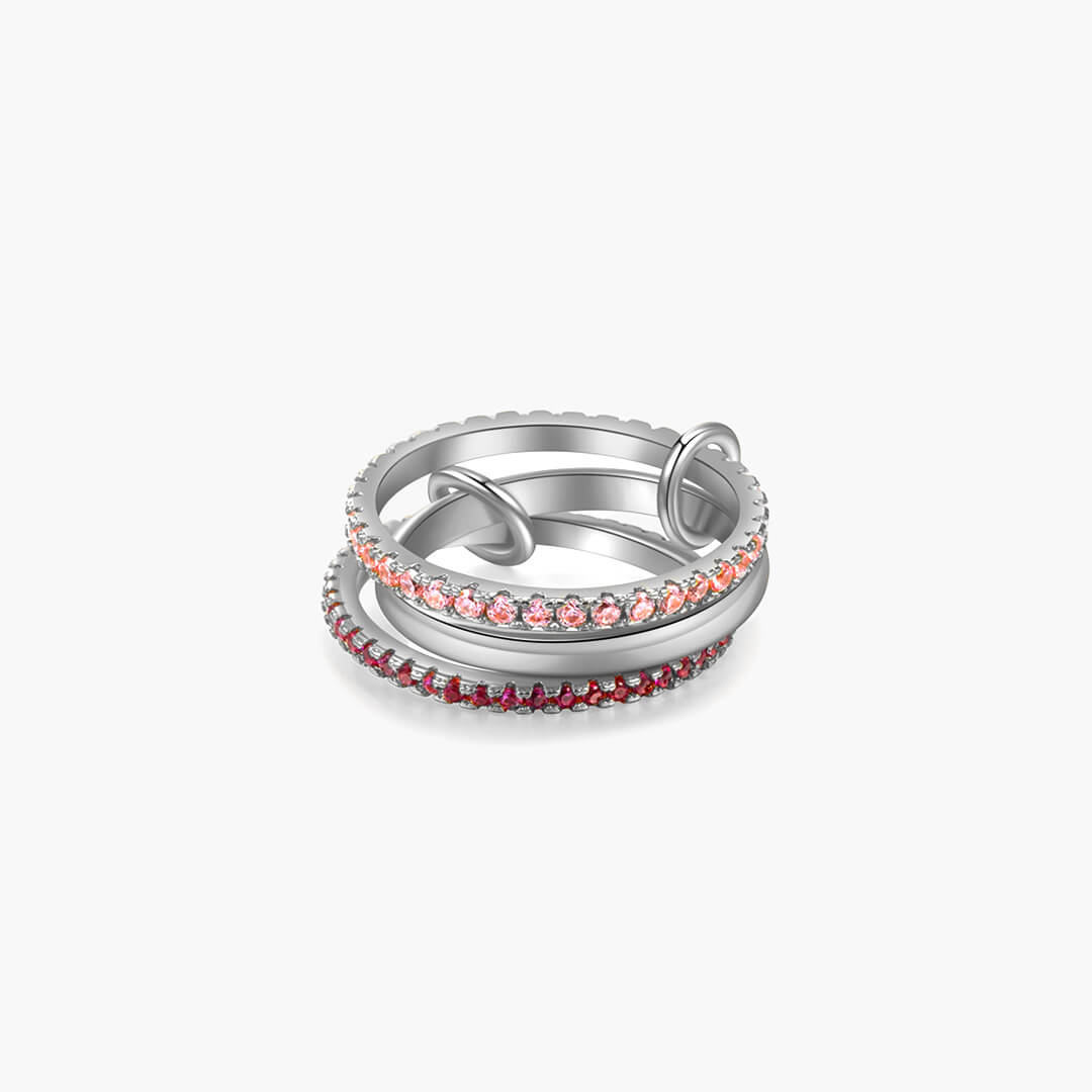 ZEYA - Rosy Pink Rhinestone Stacked Ring