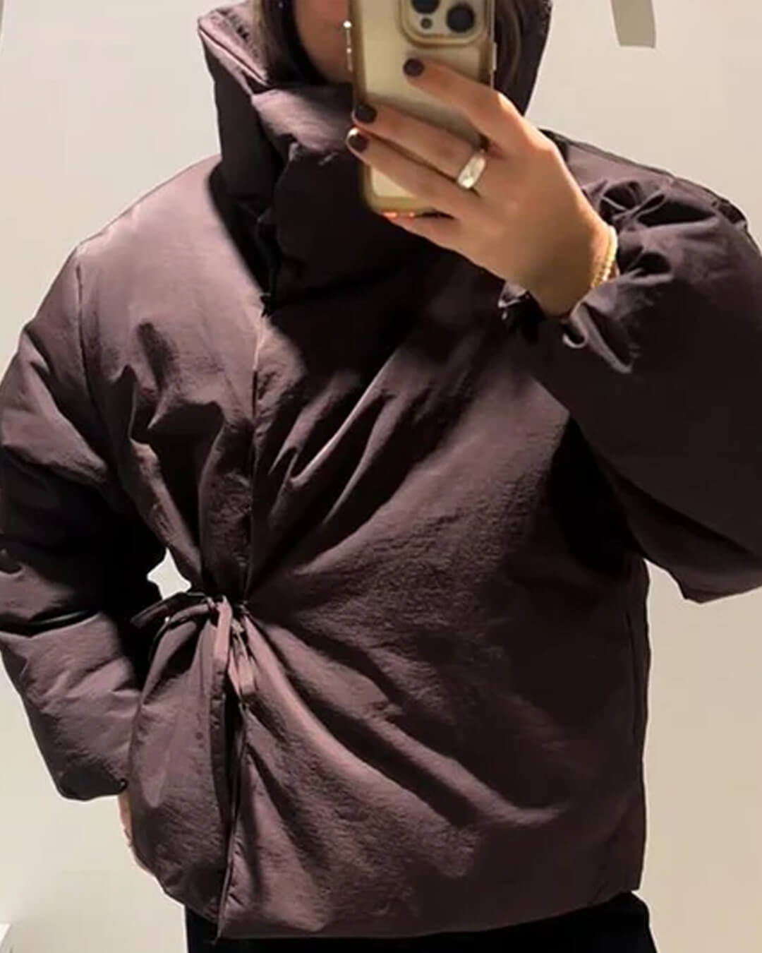 ZEYA - Suzanne High Collar Tie - Up Puffer Jacket