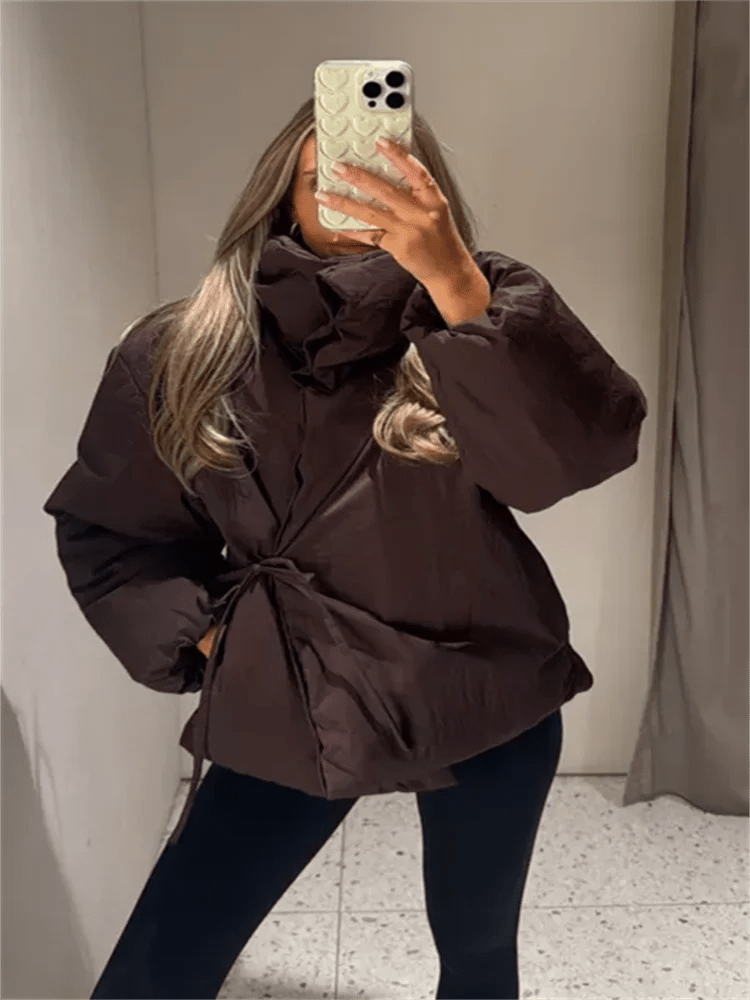 ZEYA - Suzanne High Collar Tie - Up Puffer Jacket