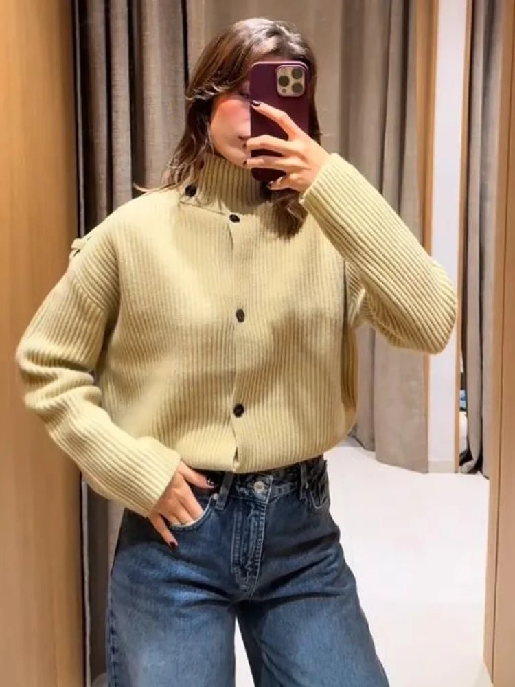 ZEYA - Victoria Stand Collar Knitted Cardigan