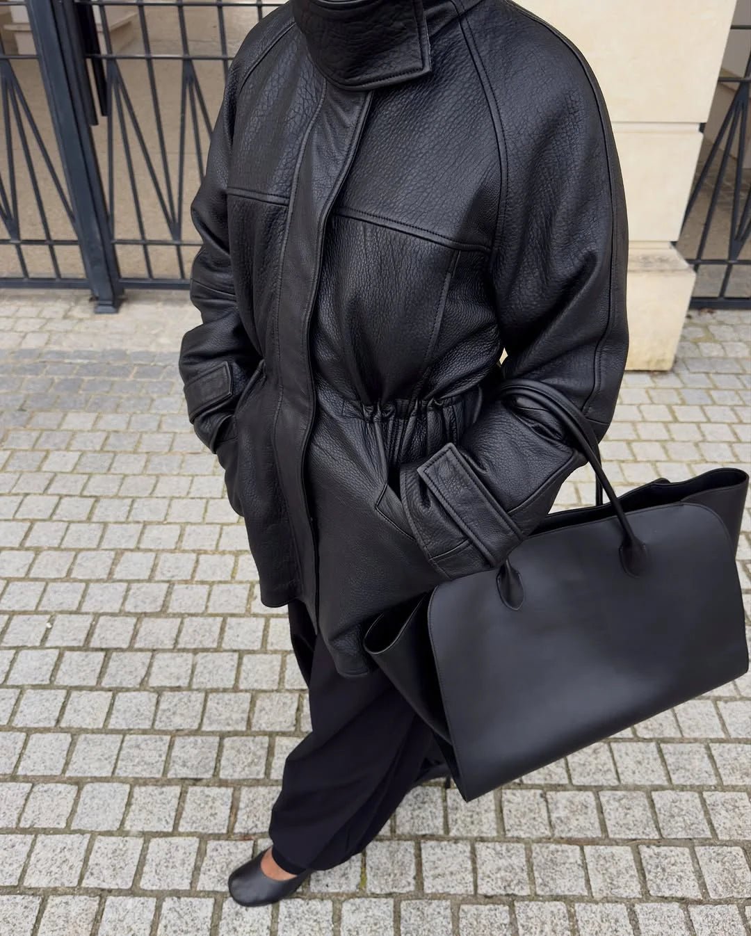 ZEYA - Vivienne Cinched Waist Leather Jacket