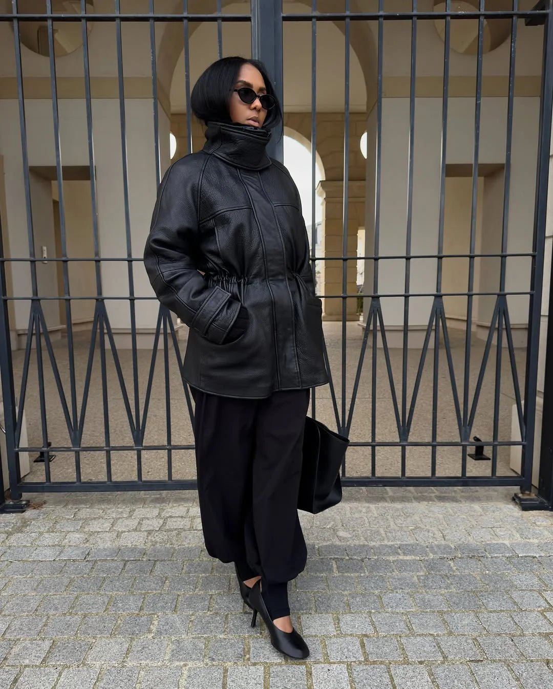 ZEYA - Vivienne Cinched Waist Leather Jacket